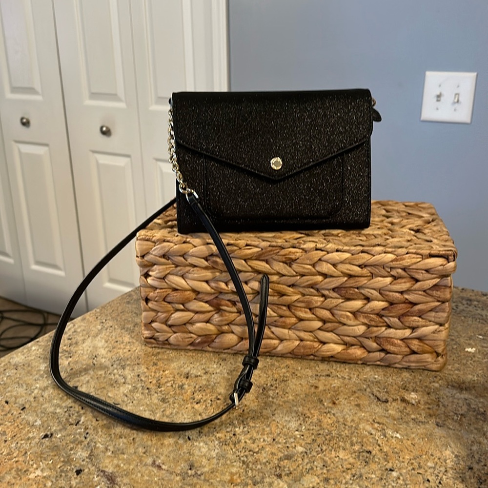 EUC KATE SPADE NEW YORK BLACK TINSEL FLAP CROSSBODY